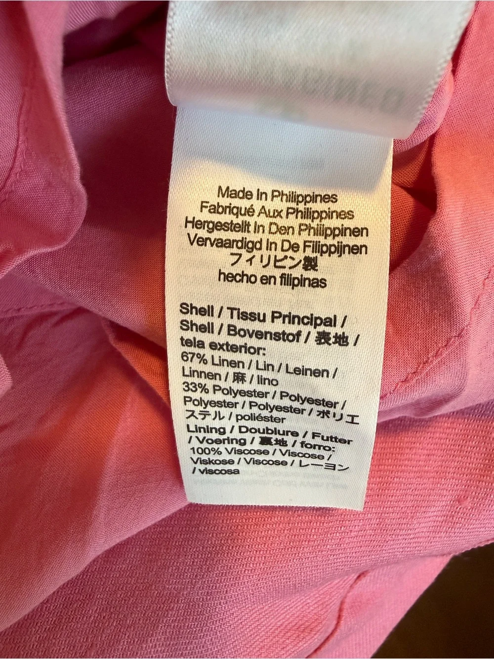 J. Crew Pink Bow-front shift dress in stretch linen blend